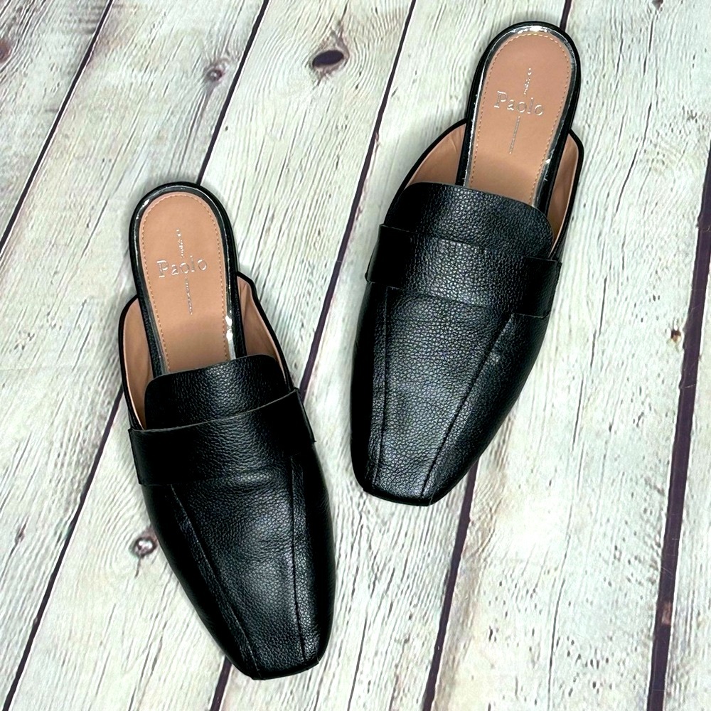LINEA PAOLO Black Slip On Loafers